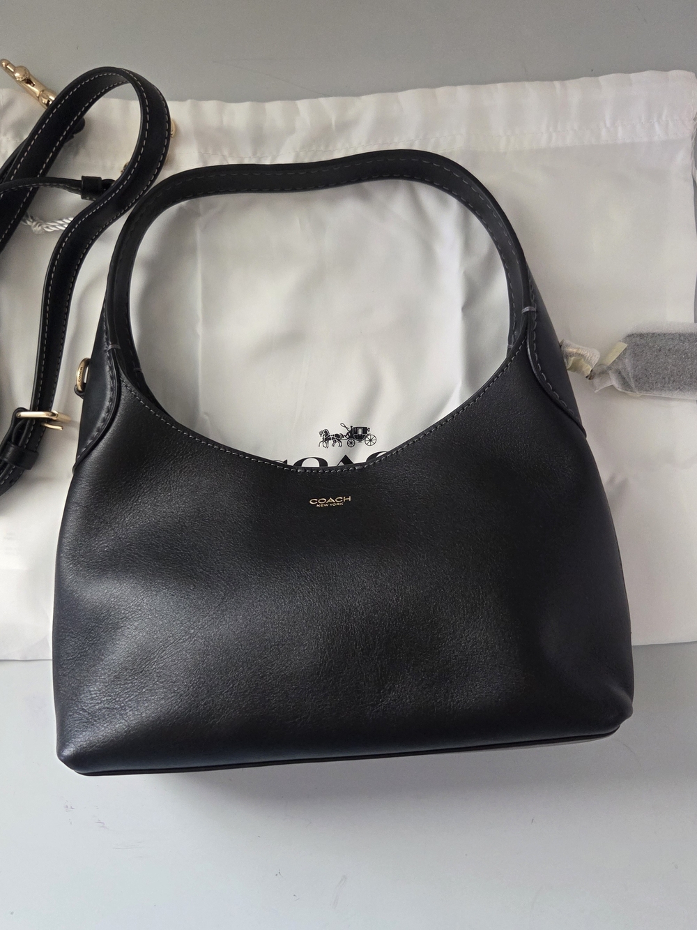 Coach Black Leather Brooklyn 23 Crossbody Bag